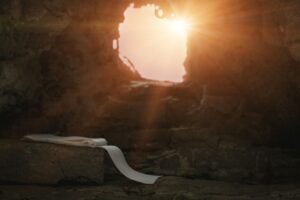 Empty tomb / sunrise / stone rolled away.